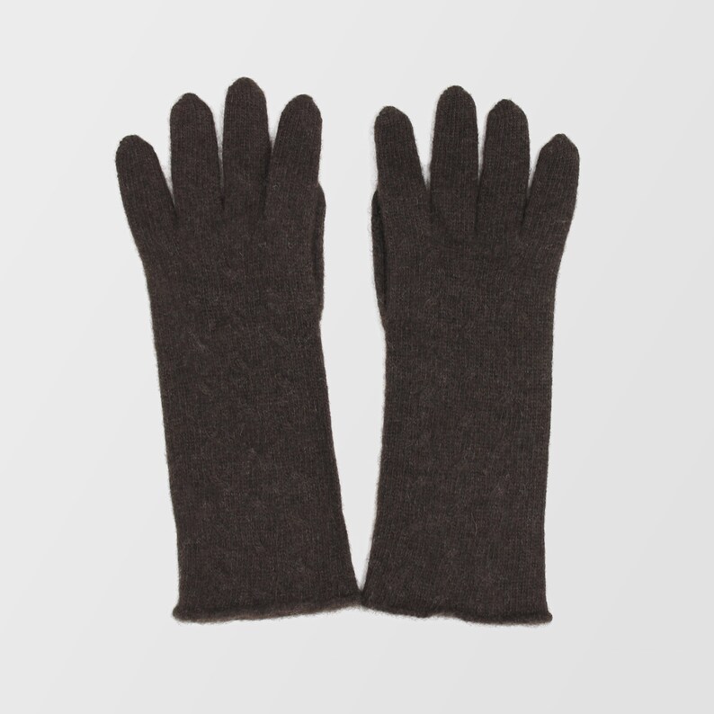 Super Soft Yak Down Cable Knit Gloves Mongolian Pure Natural Yak Wool Mittens Warm Gloves Hand Warmer Winter Glove Dark Brown