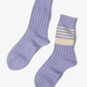 Pure Cashmere Womens Socks Natural Violet Cashmere Casual Socks Luxury Lounge Bed Socks image 3