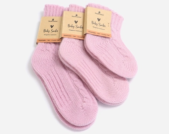 Soft Cashmere Baby Socks 100% Cashmere Newborn Socks Unisex Baby Socks Pink Socks Kids Socks Organic Undyed Cashmere