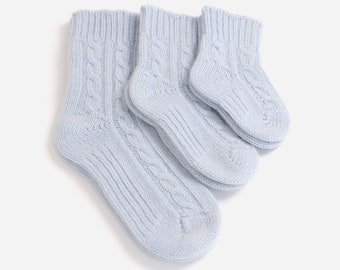 Chaussettes bébé en cachemire doux 100 % cachemire pour nouveau-né Chaussettes confortables en cachemire unisexe pour bébé Chaussettes bleues Chaussettes pour enfants