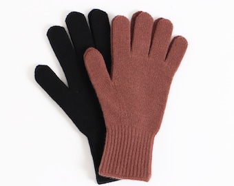 Guantes de cachemira natural de Mongolia para mujer, guantes de invierno