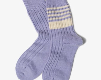 Pure Cashmere Womens Socks Natural Violet Cashmere Casual Socks Luxury Lounge Bed Socks