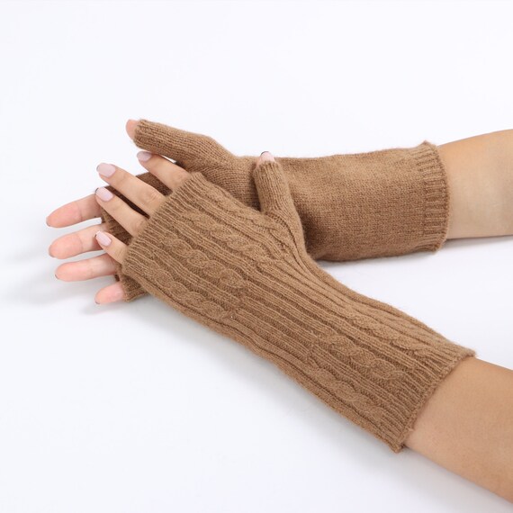 Mongolian Natural Camel Wool Fingerless Gloves Mongolian Eco Wool