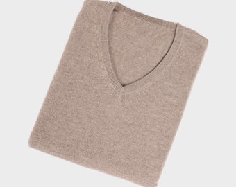 Natural Cashmere V Neck Jumper for Women