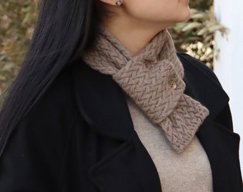 Pure Cashmere Neck Warmer Cashmere Unisex Snood Buttoned Snood Eco Friendly Cashmere Double Knitted Snood