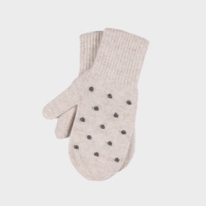 100% Mongolian Cashmere Gloves Mongolian Natural Wool Mittens with Dotted Pattern Winter Glove image 4