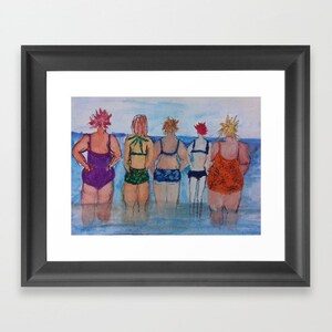 Bathing Belles Download print. Bathing Beauties. Seaside humour. Gift for Valentines Day. Gift for Best Friend. Humorous seaside gift.