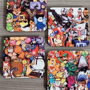 Children's  Coasters - tv themed - childhood memory -80s & 90s cartoon classics -big kids coasters -computer game themes -classic 90s films
