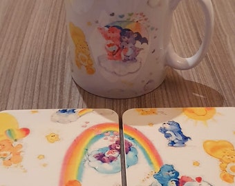 Rainbow Bears Mug and Coaster Set: 11oz Coffee Cup