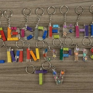 Custom Initial Brick Keychain: Handmade Resin Letter Keyring