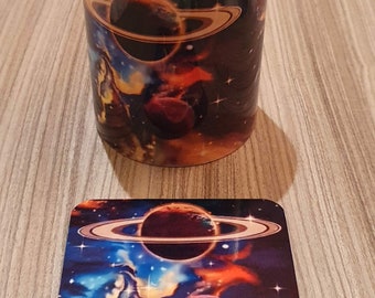 Space themed Coffee mug and Coasters - space fan - Christmas present for grandchild