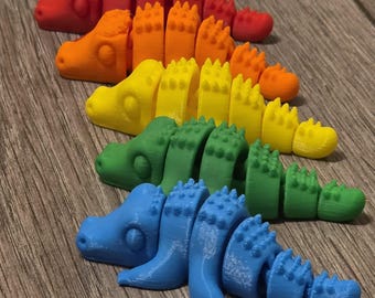 Crocodilo articulado impresso em 3D, brinquedo antiestresse flexível para mesa