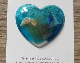 Wildlife themed  heart hug- or fridge magnets -keepsake - colourful reminder of a love lost - valentines gift - Resin pocket hug -fidget