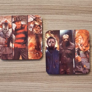 Horror coasters x2 - drinks Mats - beer mats- horrors worst nightmares- Halloween present - Horror fan gift