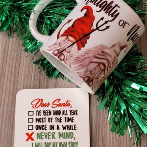 Christmas Naughty or nice Christmas mug and coaster - Coffee mug - Christmas gift -stocking fillers- Hot chocolate mug
