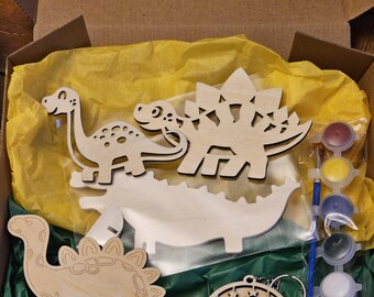 Kinderhandwerk in einer Box - Drei lustige Themen zur Auswahl - Regnerische Tagesaktivitätsbox - Bastelspaß in einer Box - Dinosaurier - Einhorn oder süße Tiere