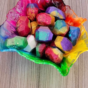 Fidget/worry  stones -  brightly coloured. Glossy, rainbow, stress relief. Stones -resin stones. New berry colour available