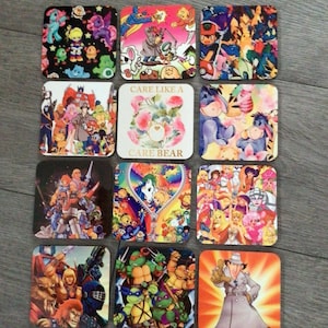 Venta de posavasos para niños: posavasos protectores de mesa con temática de televisión, recuerdos de la infancia, dibujos animados clásicos de los años 80 y 90, posavasos para niños grandes