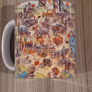 Mok met kaart van Londen - landschap - beroemde bezienswaardigheden van Londen - bijzondere koffiemokken