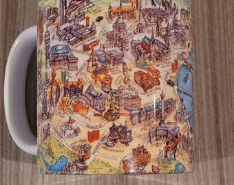 London  map mug - landscape - famous London landmarks - unusual coffee mugs