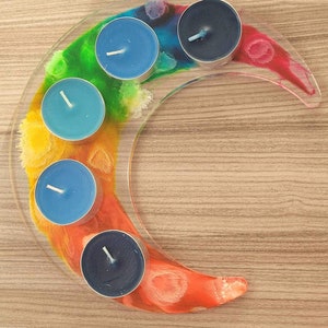 Resin moon tea light holder /shot glass holder.  is perfect for adding a magical touch to your home decor.