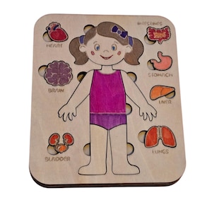 Wooden Anatomy Puzzle for Kids - Learn About the Human Body Children&#39;s Wooden Anatomy Puzzle  learning about the human body