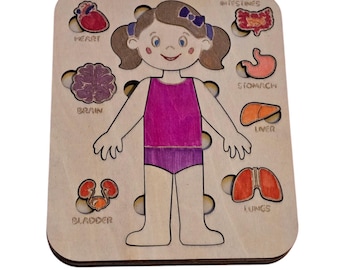 Holzanatomie-Puzzle für Kinder - Lerne den menschlichen Körper kennen Holzanatomie-Puzzle für Kinder, die etwas über den menschlichen Körper lernen
