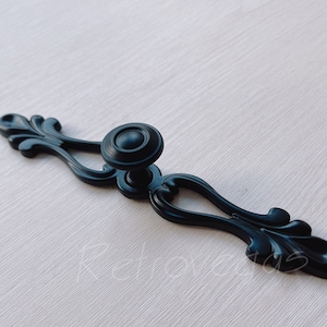 Black French Provincial Drawer Pull: Shabby Chic Dresser Handle FSLS093