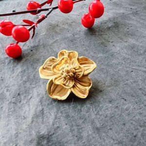 Solid Brass Flower Drawer Pull: Modern Cabinet Knob (1.75") WMLS575