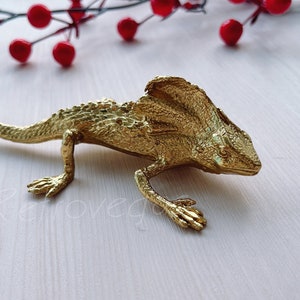 Massiver Messing Möbelknauf Eidechse: Moderner Möbelknauf 15x7 cm WMLS861