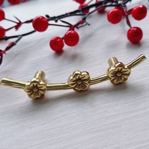 Flower Solid Brass Drawer Pull Cupboard Handle Kitchen Pull Decorative Knob Drawer Handle Modern Furniture Hardware WMLS549