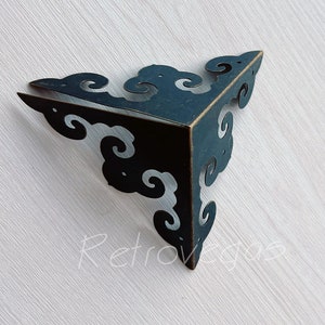 2PCS Antique Bronze Corner Protectors Vintage 64mm Corner Decorative Corner Bracket Jewelry Box Wood Case Decorative Corner Protector BJ025