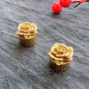 Massief messing ladeknop met roze bloemen: moderne kastknop WMLS939