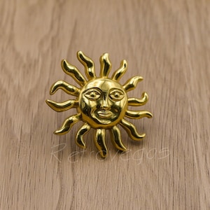 Solid Brass Sun Drawer Pull: Modern Cabinet Knob WMLS934
