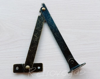 2PCS Antique Brass Support Hinges: Cabinet, Box & Furniture Fittings HY010