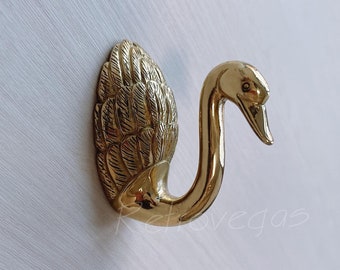 Gold Swan Metal Hook: Decorative Key or Robe Hanger WMLS1005