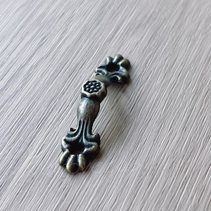 4 Antique Bronze Mini Cabinet Pulls: Iron Dresser Knob Handles LS237