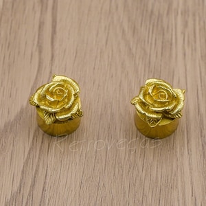 Massief messing roze bloemenladeknop goud moderne kastknop (0,9&quot;) WMLS939