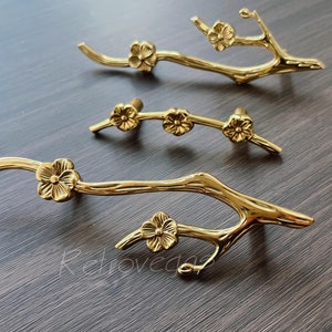 Flower Solid Brass Drawer Pull Cupboard Handle Kitchen Pull Decorative Knob Drawer Handle Modern Furniture Hardware WMLS549