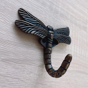 Antique Bronze Dragonfly Hook: Decorative Metal Robe Hook (1PC)