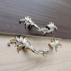 Antiekzilveren Franse provinciale ladehendel: shabby-chic dressoirhandvat WMLS990