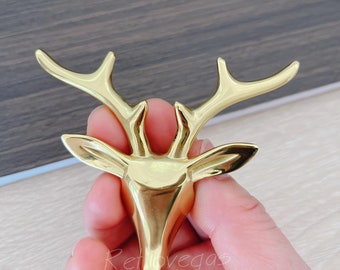 Solid Brass Deer Drawer Pull Gold Modern Cabinet Knob WMLS993