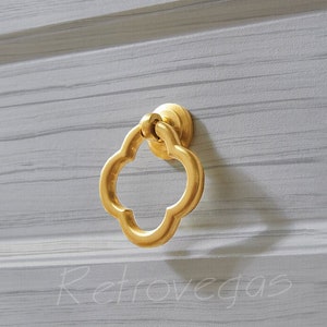 Drop Ring Knob Solid Brass Flower Handle Drawer Pull Modern Style Decorative Dresser Knob Drawer Handle Cabinet Knob WMLS349
