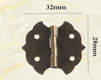 10 x ANTIQUE BRASS SMALL PLATED MINIATURE HINGES 17 x 28mm DOLLHOUSE CIGAR BOX