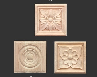 1 Piece Square Shabby Chic Wood Embellishments Ornate Furniture Apliques Wood Onlay Furniture Trim Supplies WA243