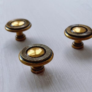 Oil Brass Round Knob Cabinet Knob Drawer Knob Shabby Chic Decorative Dresser Handle Drawer Pull FSLS112