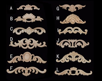 1 Piece Round Rosette Applique Shabby Chic Wood Embellishments Ornate Furniture Apliques Wood Onlay Furniture Trim Supplies WA017