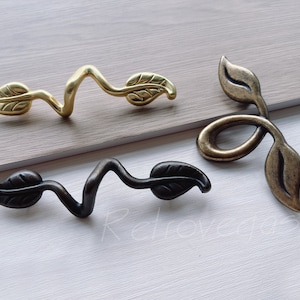 1.95" 2.55" 3" Hole Center Leaf Drawer Pull Decorative Cabinet Knob Dresser Drawer Handle WMLS409