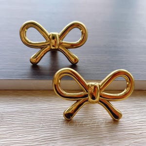 Solid Brass Bow Drawer Pull: Modern Cabinet Knob WMLS1259