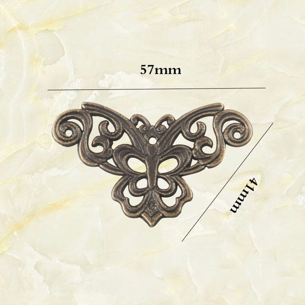 4PCS Antique Bronze Butterfly Flat Corner Brackets Vintage Iron Corner Decorative Bracket Jewelry Gift Box BJ018